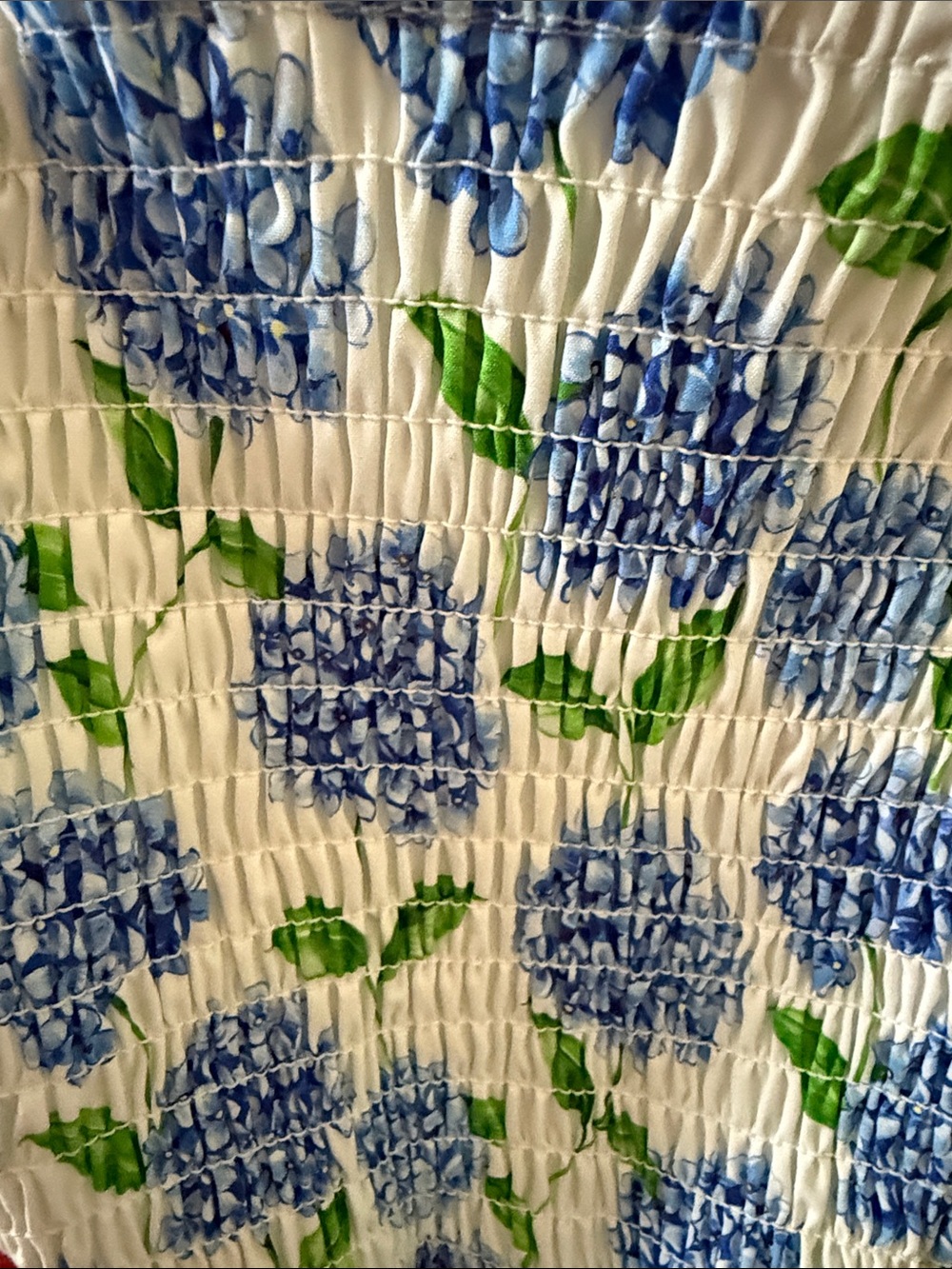 Nanducket Stroll Dress In Blooming Hydrangeas Blue Floral Smocked Midi Dress M — image 3 of 5